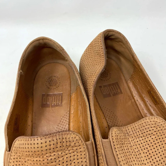 FitFlop Superskate Perforated Leather Tan Loafer‎ Flat Shoes Size US 11 - Picture 6 of 9